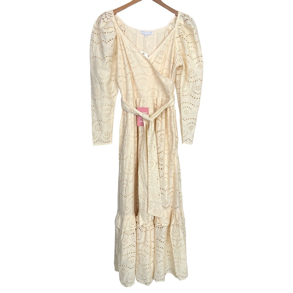 Ivy City Co Ava cream eyelet lace fabric Maxi Dress XS Victorian Wedding NWT - Picture 3 of 13